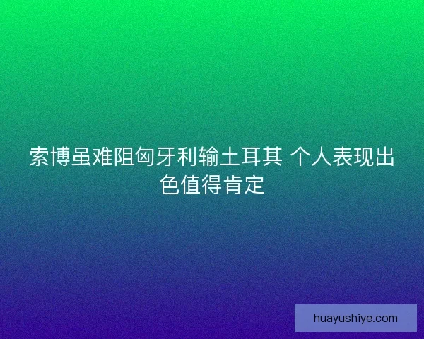 索博虽难阻匈牙利输土耳其 个人表现出色值得肯定